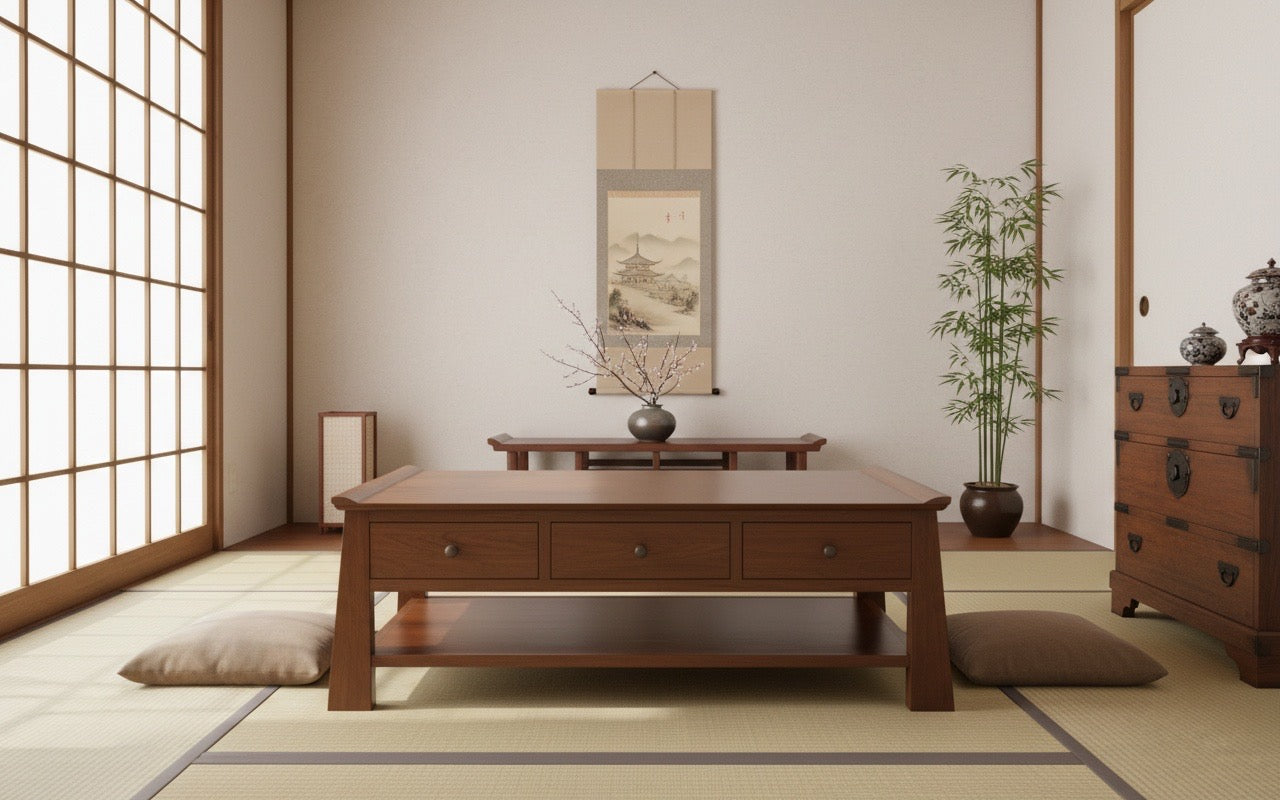 Mesas de centro colonial asiática a medida teca AM77/85