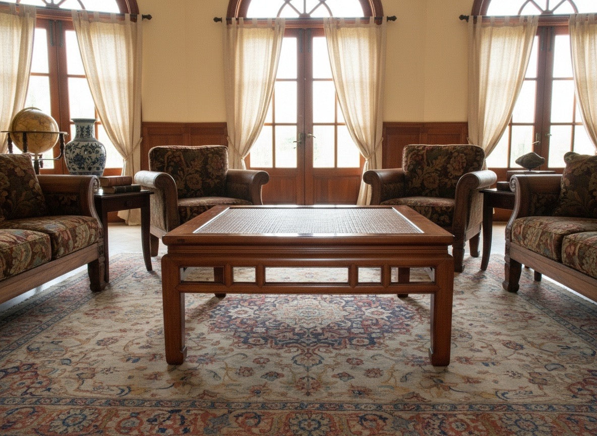 Mesas de centro colonial asiática a medida teca 01/85