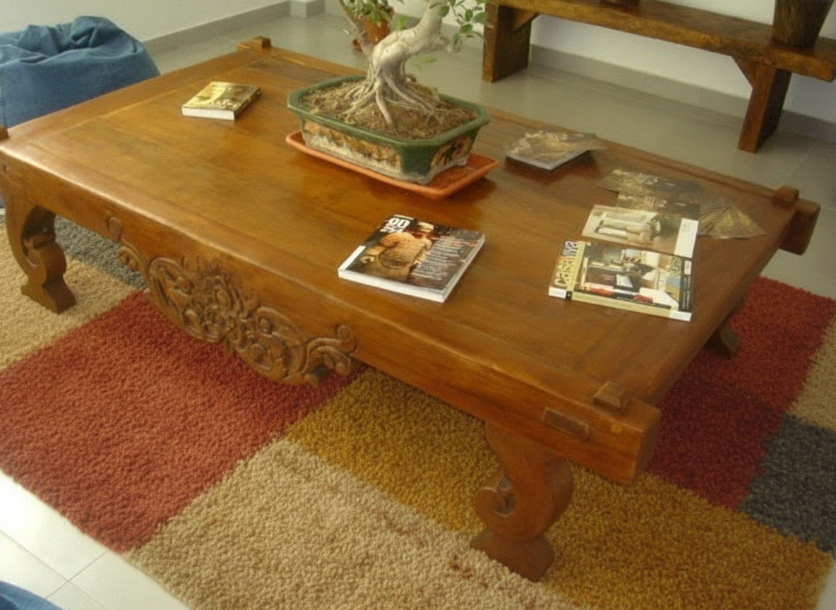 Mesas de centro colonial asiática a medida teca 04/85