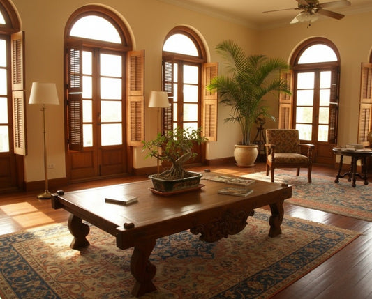 Mesas de centro colonial asiática a medida teca 04/85