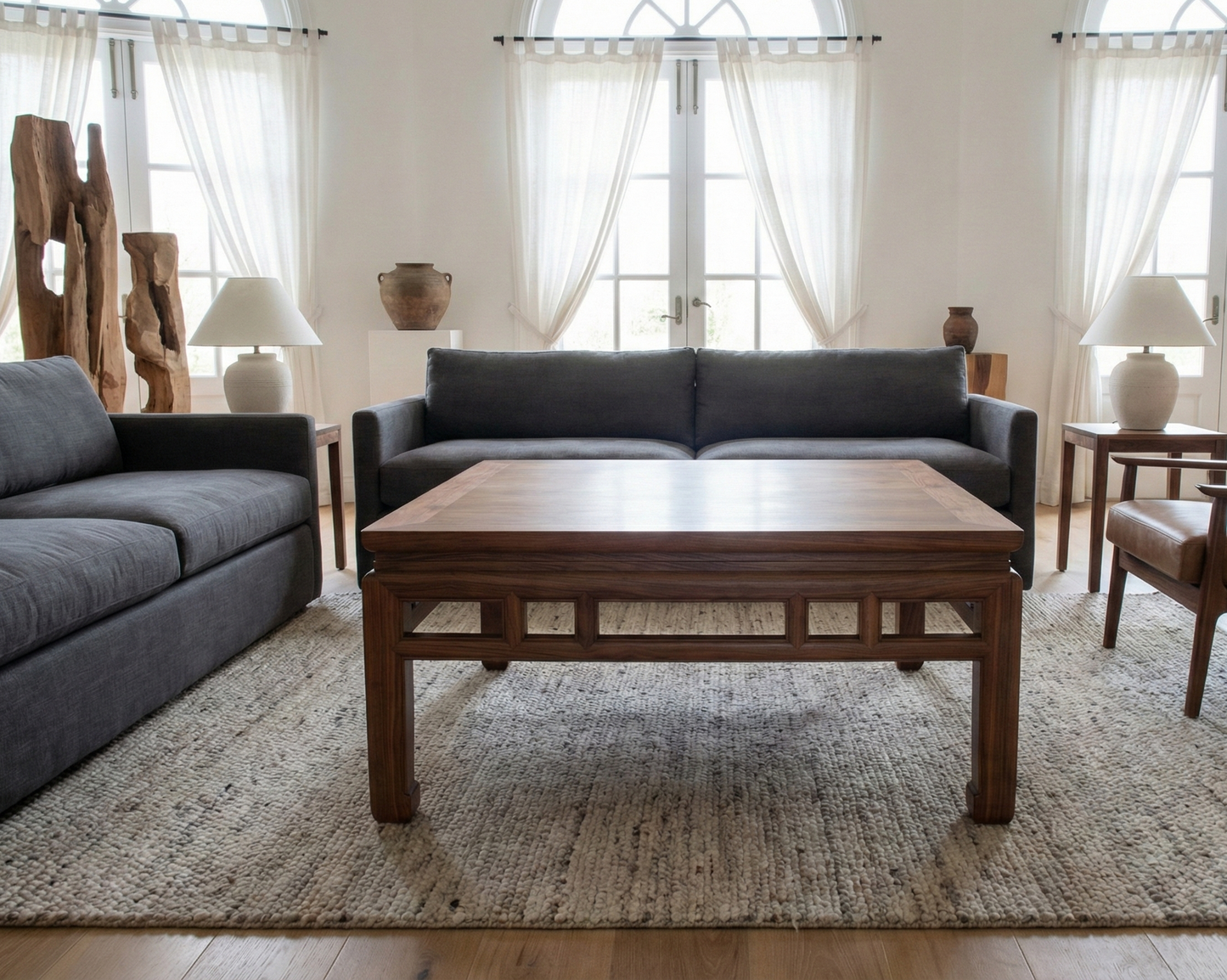 Mesas de centro colonial asiática a medida teca 01/85