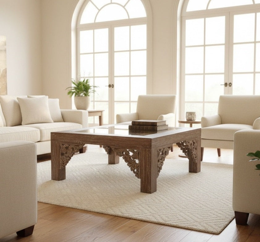 Mesas de centro colonial asiática a medida teca19/85