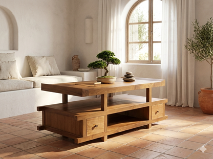 Mesas de centro colonial asiática a medida teca 28/85