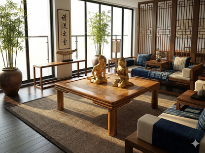 Mesas de centro colonial asiática a medida teca 02/85