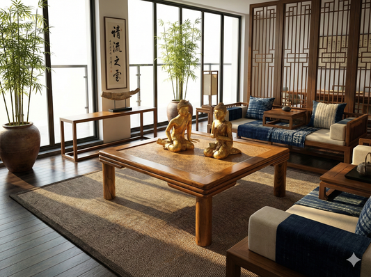 Mesas de centro colonial asiática a medida teca 02/85