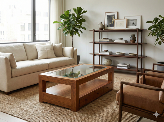 Mesas de centro colonial asiática cajones a medida teca 31/85