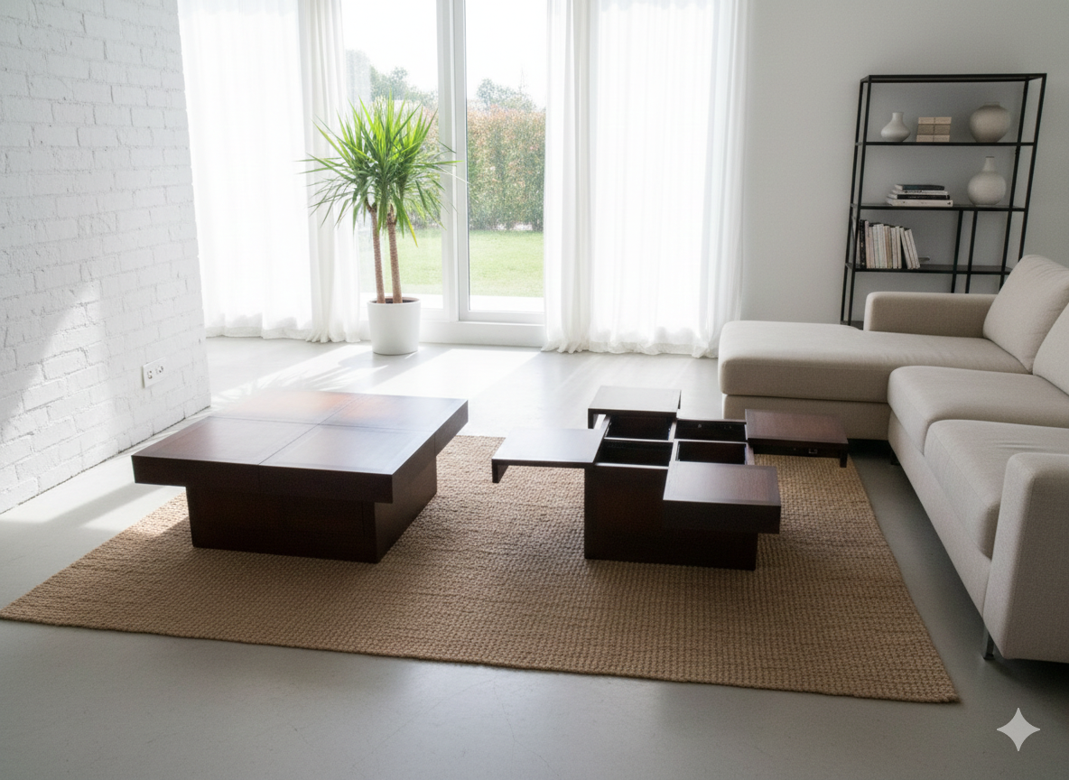 Mesas de centro colonial asiática a medida teca 65/85