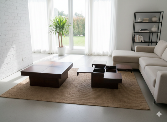 Mesas de centro colonial asiática a medida teca 65/85