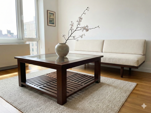 Mesas de centro colonial asiática a medida teca 25/85