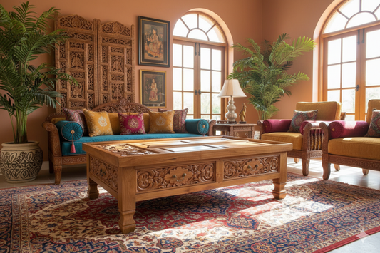 Mesas de centro india colonial asiática a medida teca 22/85