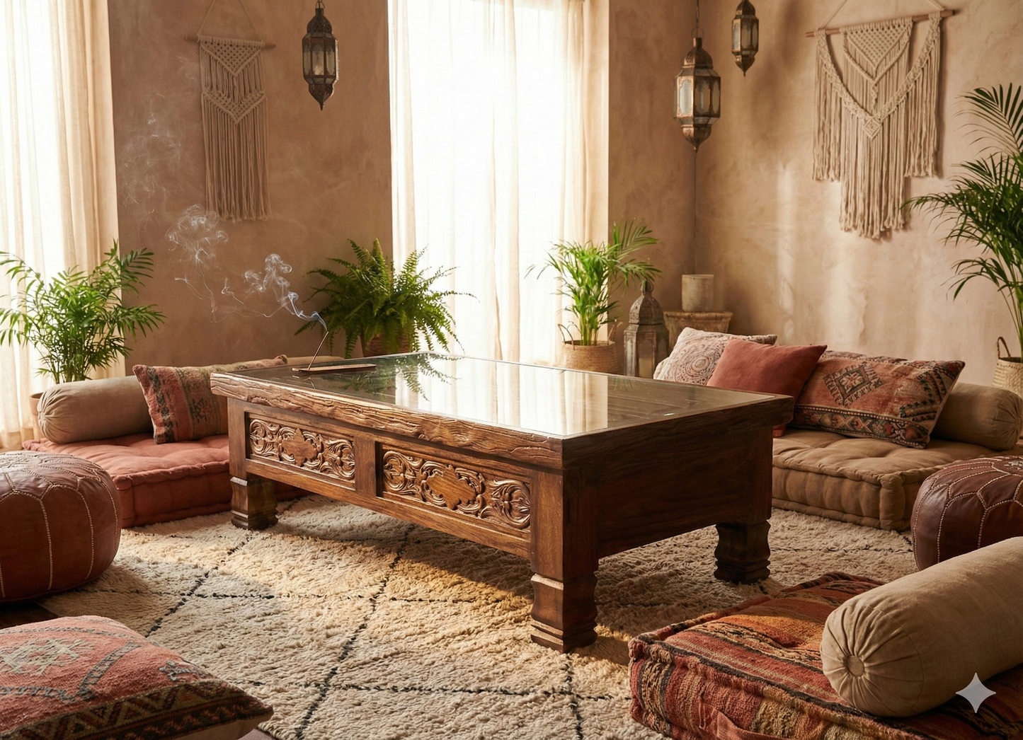 Mesas de centro india colonial asiática a medida teca 22/85