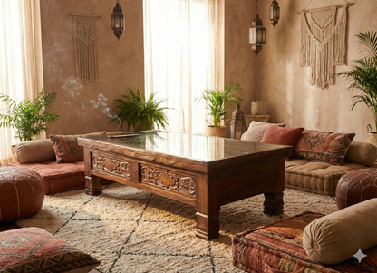 Mesas de centro india colonial asiática a medida teca 22/85