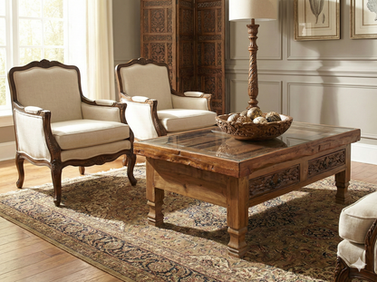 Mesas de centro india colonial asiática a medida teca 22/85