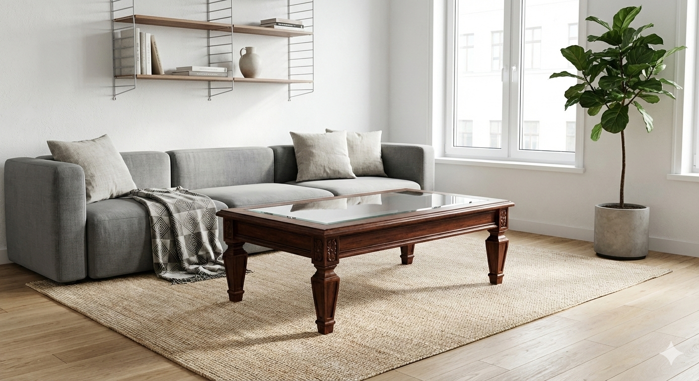 Mesas de centro colonial asiática clásica a medida teca 14/85