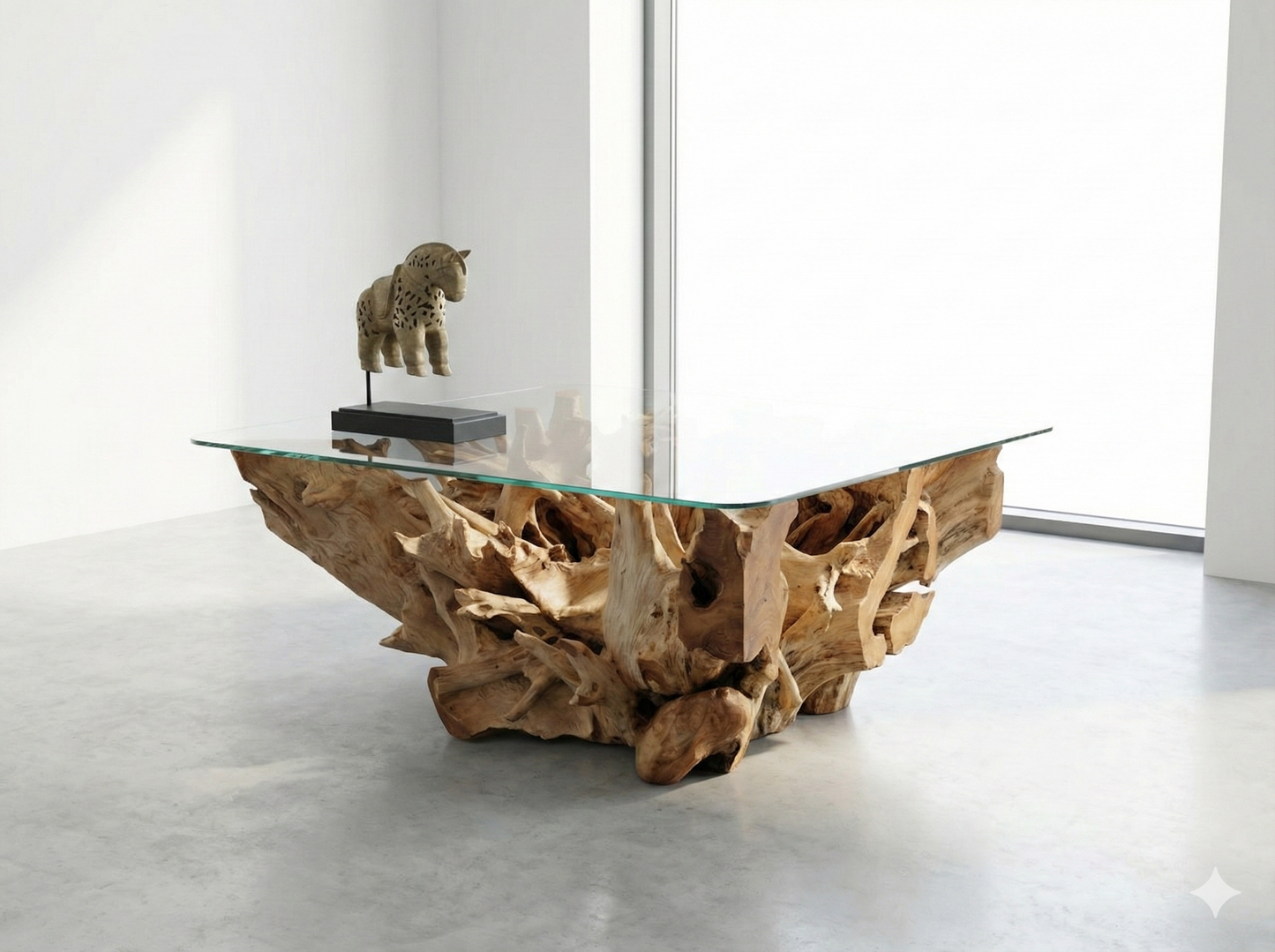 Mesas de centro colonial asiática a medida raíz de teca 66/85