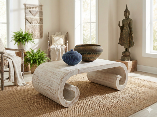 Mesas de centro colonial asiática a medida teca 36/85