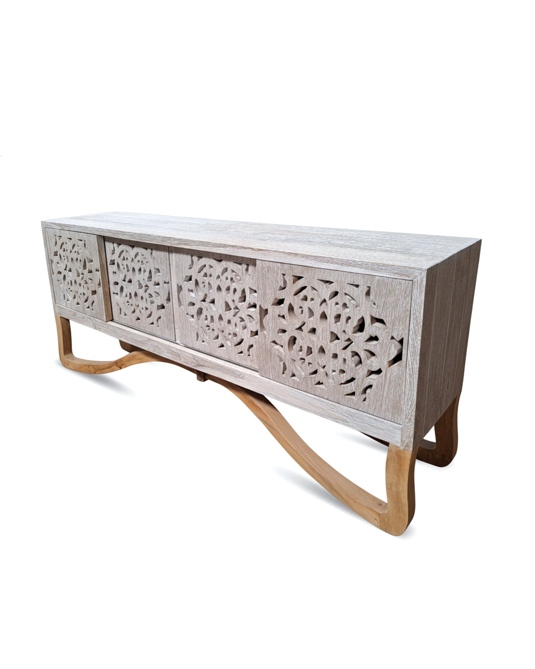 Aparador a medida con puertas talladas en madera de teca estilo balinés AM202201191449