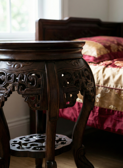 mesilla velador chino tallado teca AM2127