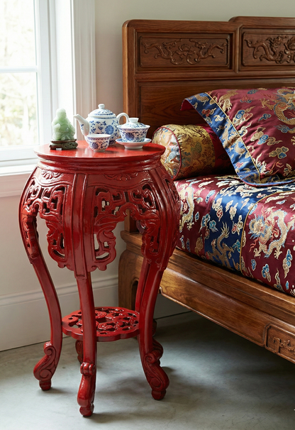 mesilla velador chino tallado teca AM2127