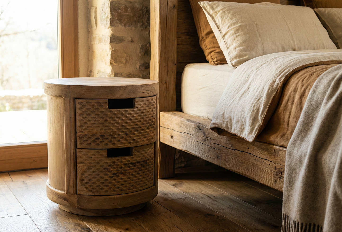 Mesilla circular colonial a medida teca  AM62/63