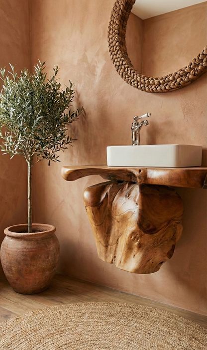 Mueble de Baño colonial estilo asiático en madera de Suar AM202211081416