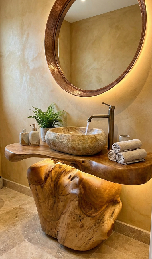 Mueble de Baño colonial estilo asiático en madera de Suar AM202211081416