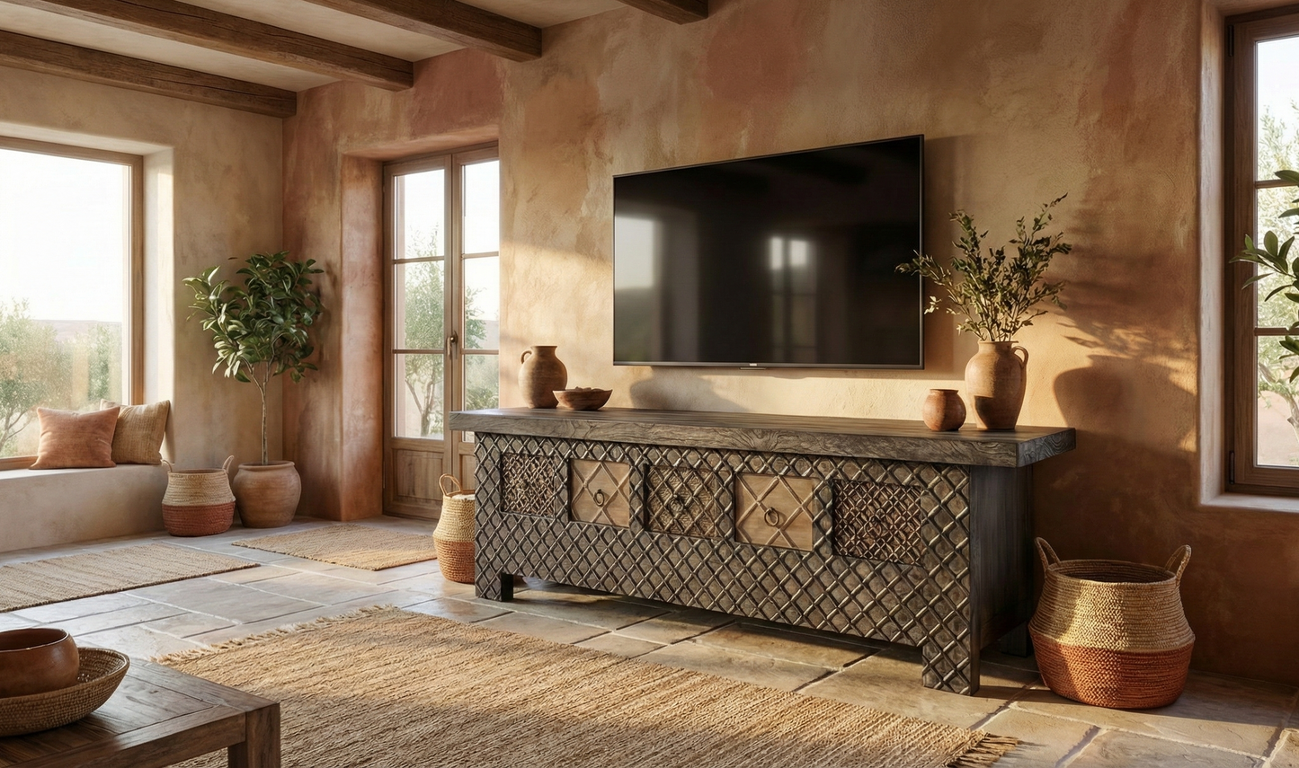 Mueble de TV tallado estilo colonial asiático a medida AM202205061724