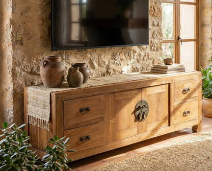 Mueble colonial asiático a medida teca TV 08/59