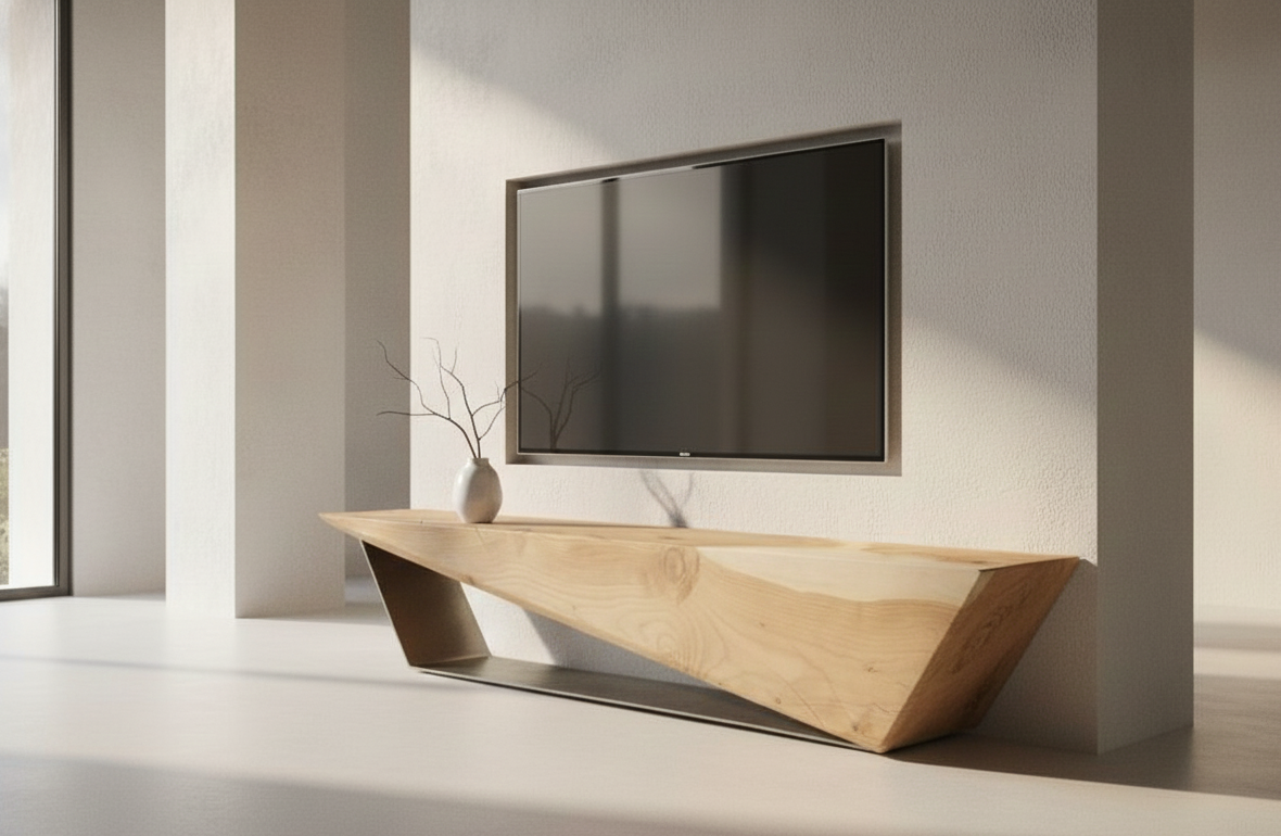 Mueble TV a medida en madera de Suar artesanal AM-14661