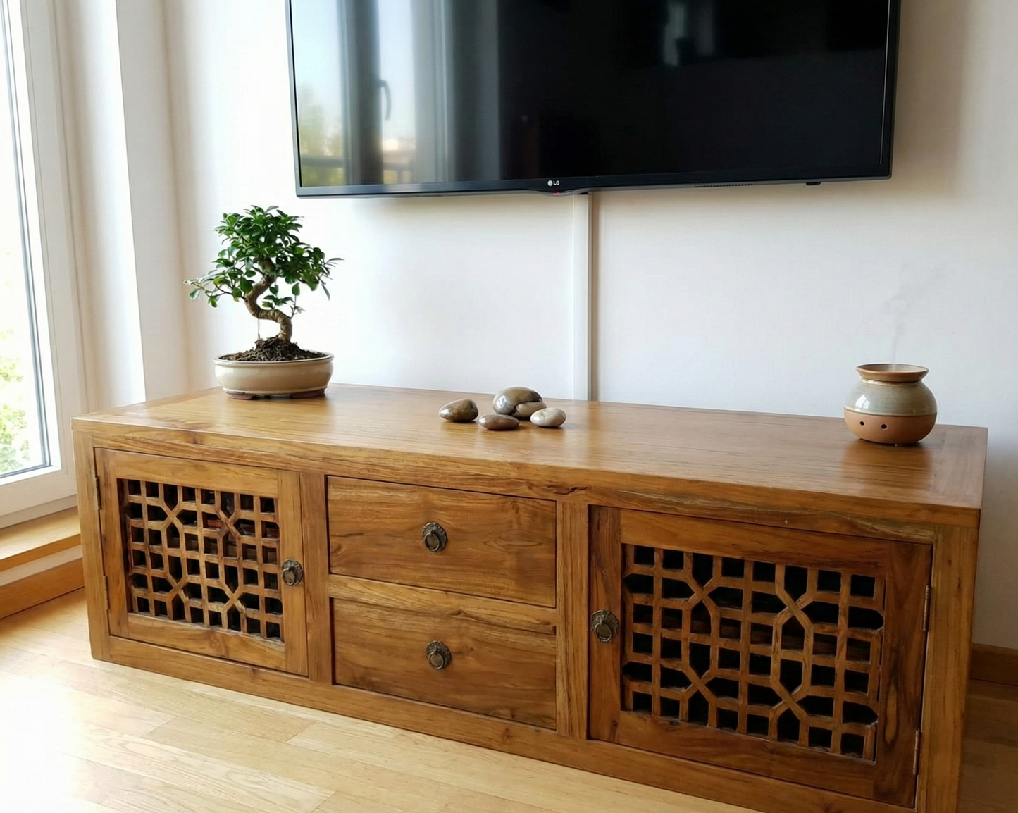 Mueble de TV colonial a medida teca- AM-14683