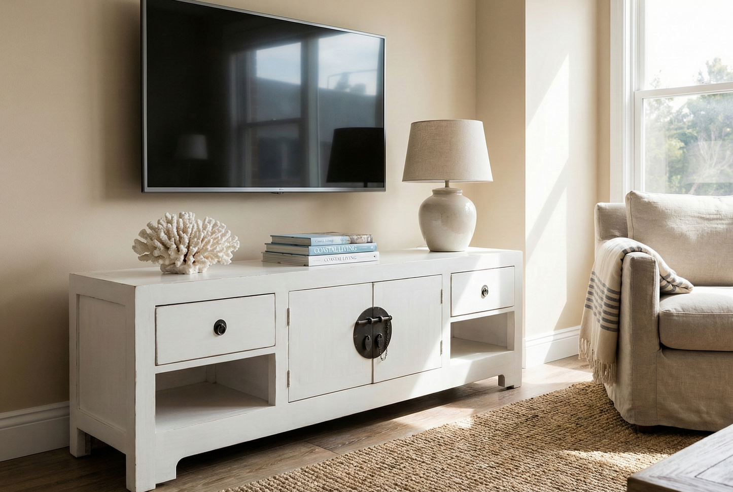 Mueble TV colonial asiático a medida teca 19/59