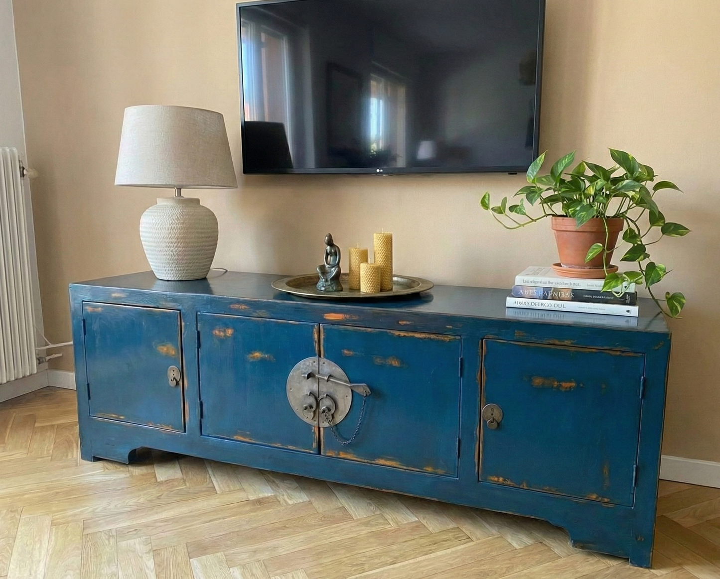 Mueble TV colonial asiático a medida teca 15/59