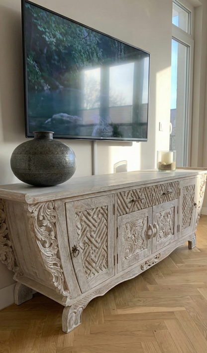 Mueble TV a medida colonial asiático tallado teca AM-21099