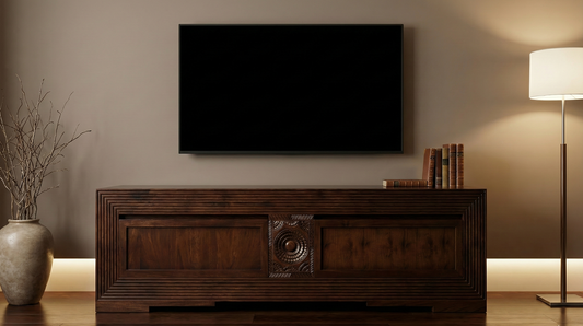 Mueble TV a medida colonial asiático tallado teca 28/59