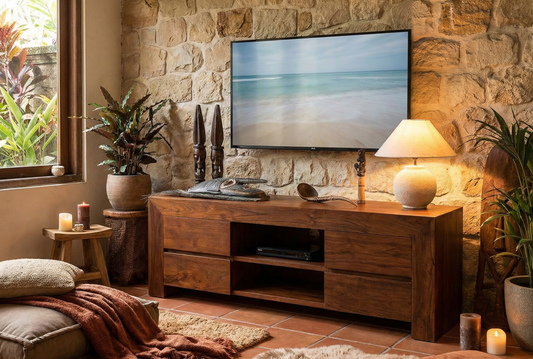 Mueble TV colonial asiático a medida teca 47/59