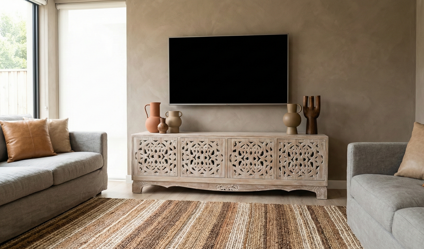 Mueble TV a medida colonial asiático teca 23/59