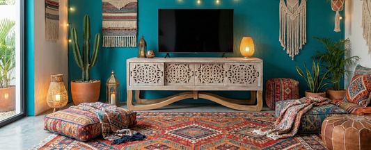 TV a medida  colonial asiático tallado teca AM04102025