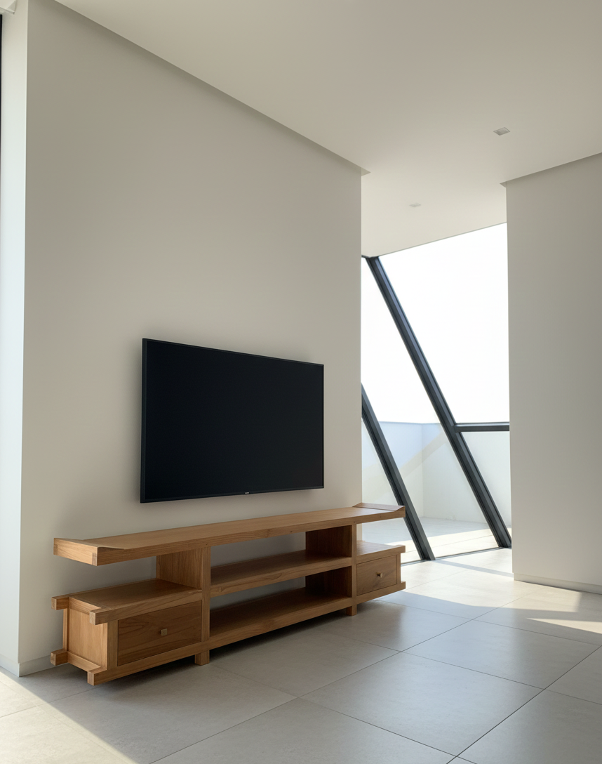 Mueble TV a medida teca estilo asiático minimalista AM202107151214