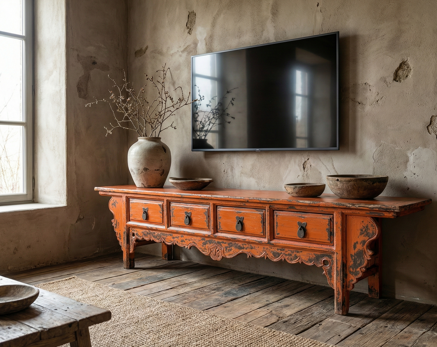 Mueble TV a medida asiático teca tallado 14/59