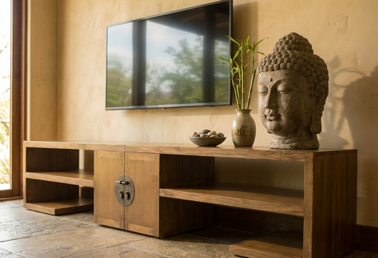 Mueble TV a medida colonial asiático teca AM26/59