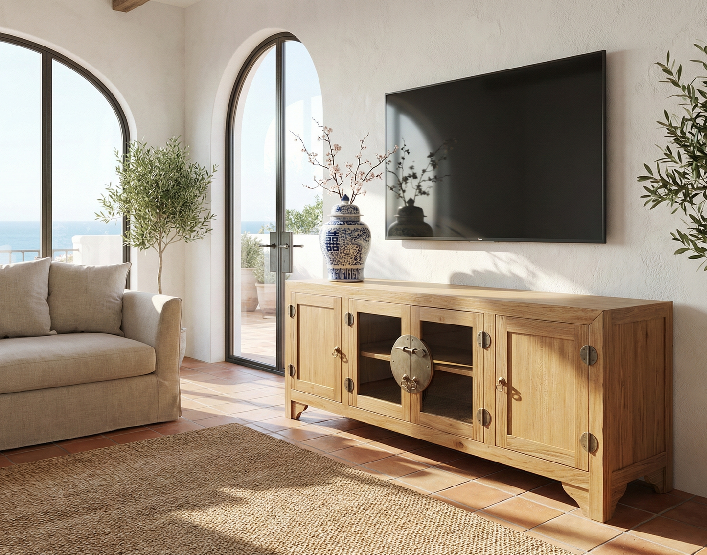 Mueble TV colonial a medida teca AM04/59