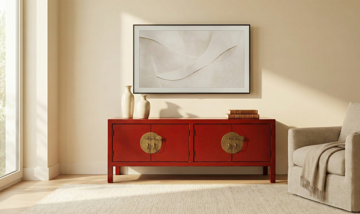 Mueble TV colonial asiático a medida teca AM36/59