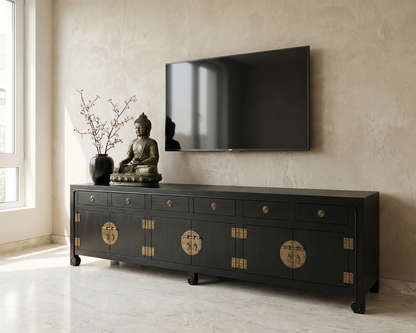 Mueble TV colonial a medida en madera de teca  – AM-14676