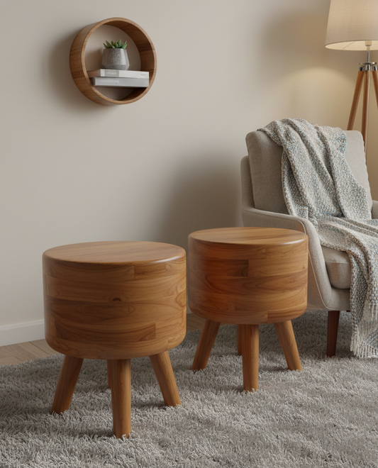 taburete colonial asiático madera de suar AM15/51