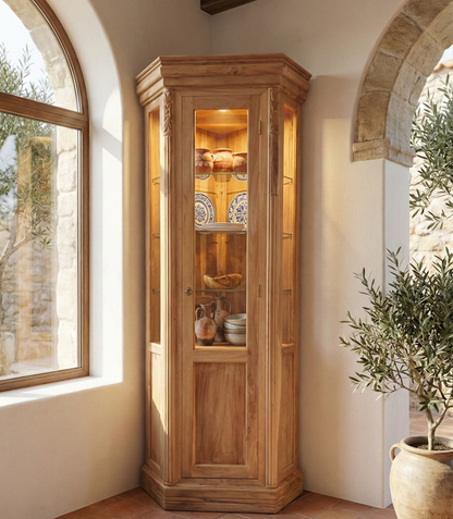 vitrina de rincón a medida  teca AM20251206