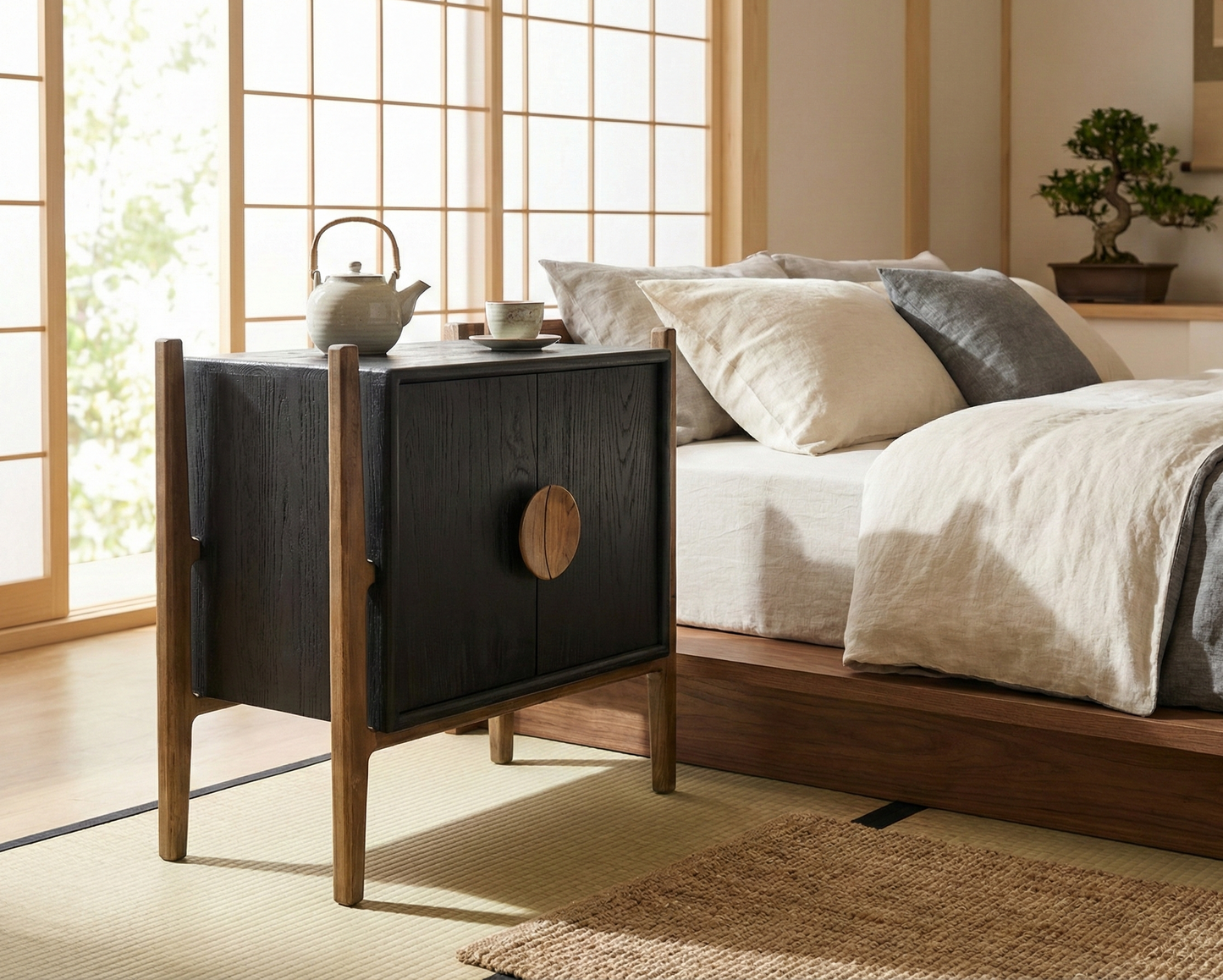 Mesilla asiática a medida con tirador tallado teca AM202208041944