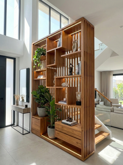 Librería colonial asiática a medida teca 41/64