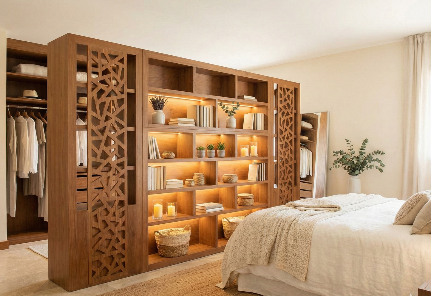 Librería colonial asiática a medida teca 41/64