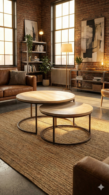 Mesas de centro colonial asiática nido teca y metal 10/85