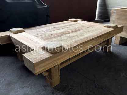 Mesa centro a medida en teca maciza reciclada - AM-14568